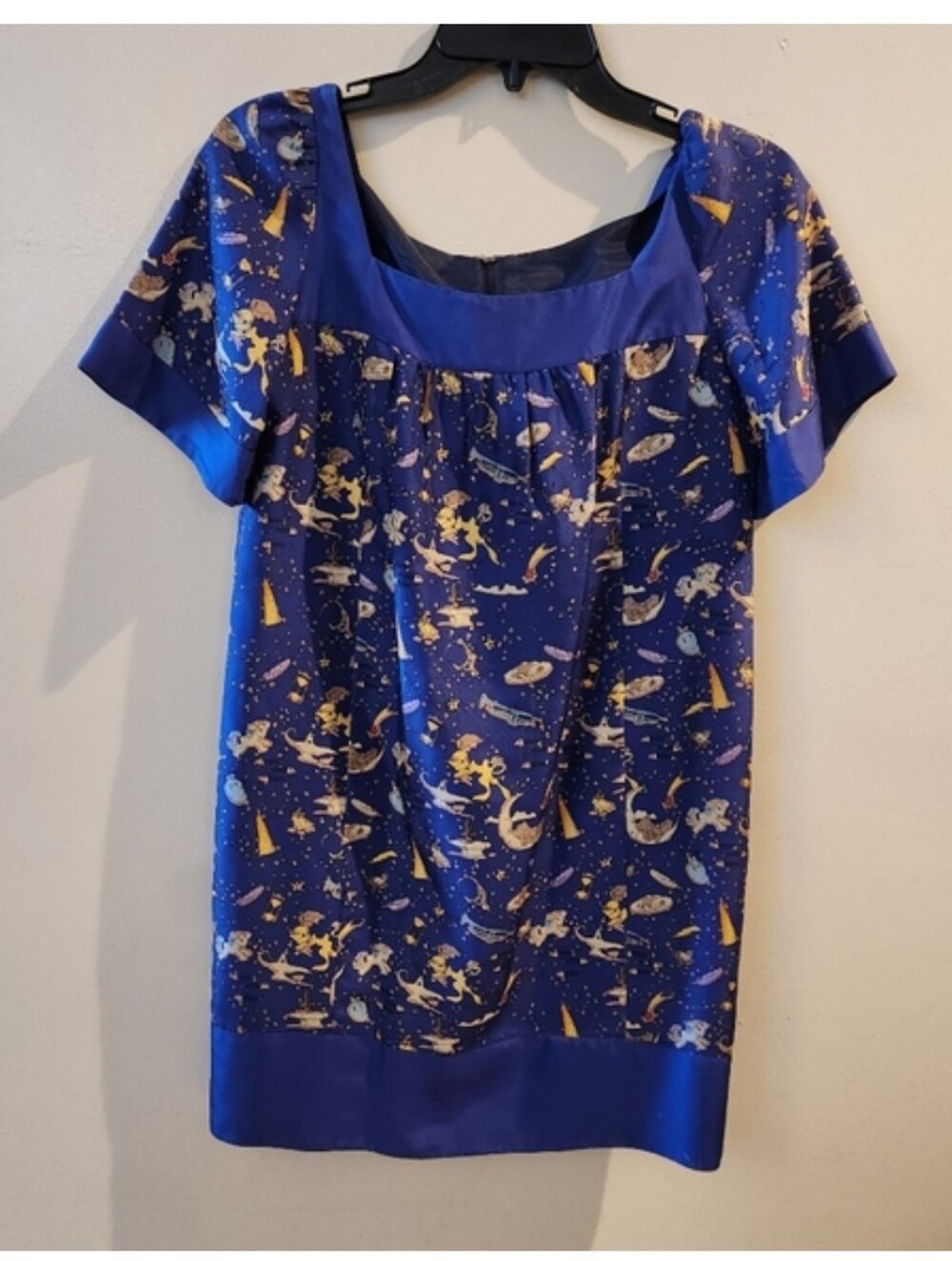 Cynthia Rowley Silk Fairy Tale Print Shift Dress | Blue | Size 2